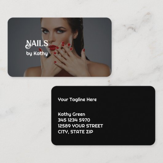 Gepersonaliseerd foto Nail Tech Visitekaartje (Voorkant / Achterkant)