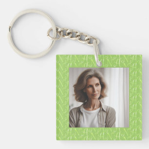Gepersonaliseerd Foto Nana Bloemen Lettering Moss  Sleutelhanger