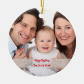 Gepersonaliseerd foto Ornament met tekst kerst (Voorkant)