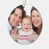 Gepersonaliseerd foto Ornament met tekst kerst (Links)