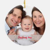 Gepersonaliseerd foto Ornament met tekst kerst (Achterkant)