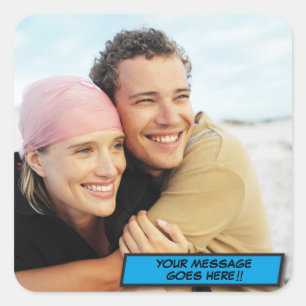 Gepersonaliseerd foto plezier modern vierkante sticker