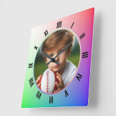 Gepersonaliseerd foto, Romeinse cijfers op Pastel  Vierkante Klok (Hoek)