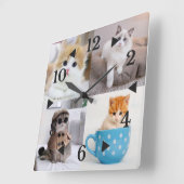 Gepersonaliseerd foto Schattigee kat Vierkante Klok (Hoek)