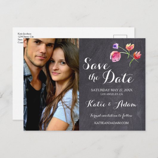 Gepersonaliseerd, Foto sparen de datum, Rustic Aankondigingskaart (Voorkant / Achterkant)