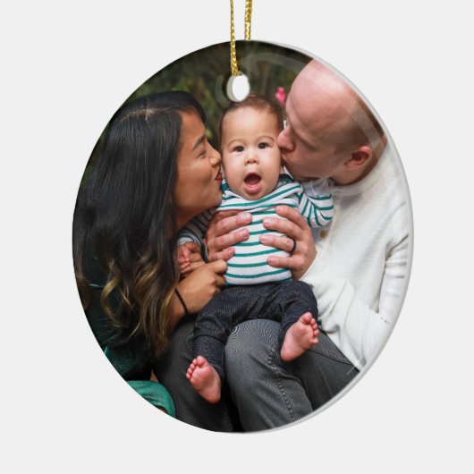 Gepersonaliseerd foto Tweezijdige gepersonaliseerd Keramisch Ornament (Links)