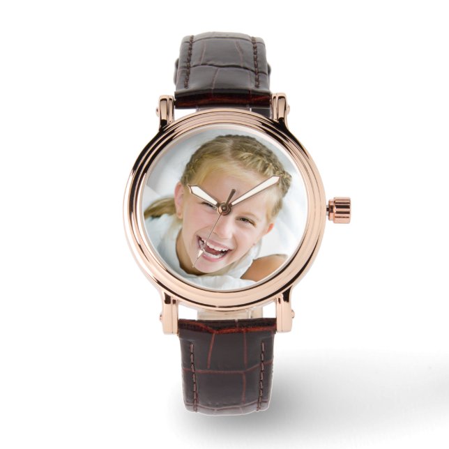 Gepersonaliseerd Foto volgen toevoegen Horloge (Voorkant)