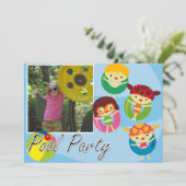 Gepersonaliseerd Foto Zwembad Party Zwemmen Verjaa Kaart (Staand voorkant)