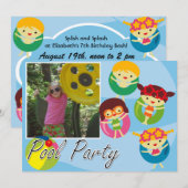 Gepersonaliseerd Foto Zwembad Party Zwemmen Verjaa Kaart (Voorkant / Achterkant)