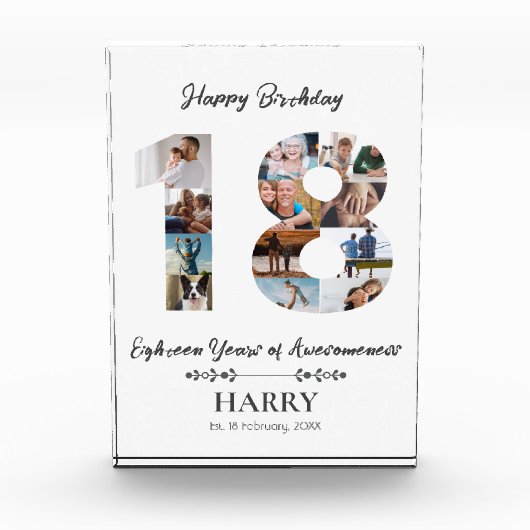Gepersonaliseerd fotoblok voor 18e verjaardag (Voorkant)