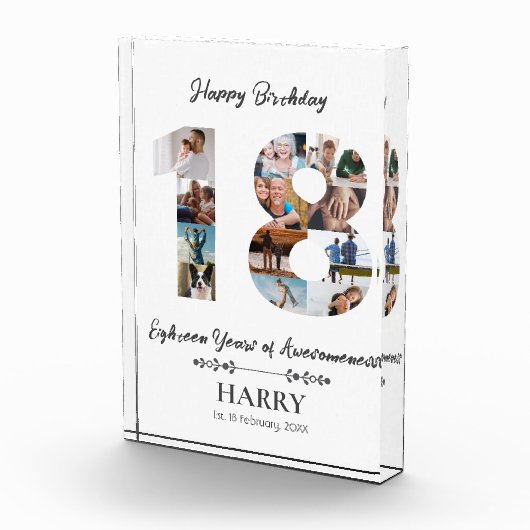 Gepersonaliseerd fotoblok voor 18e verjaardag (Rechts)