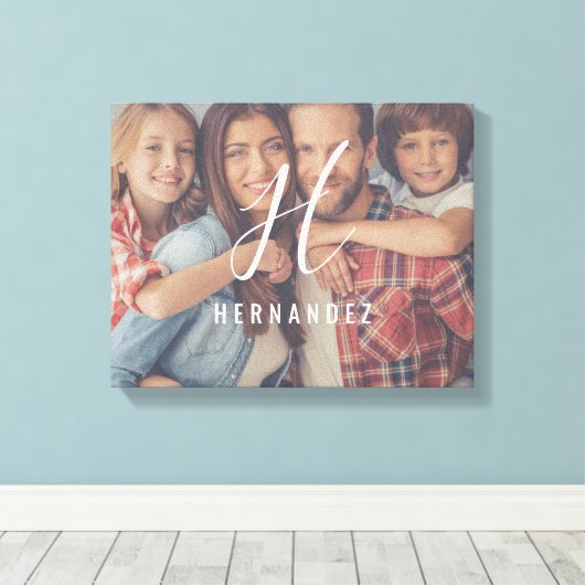 Gepersonaliseerd fotocanvas van Monogram Canvas Afdruk (Insitu (Houten vloer))