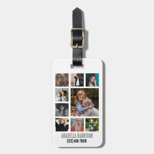 Gepersonaliseerd fotocollage bagagelabel (Voorkant verticaal)