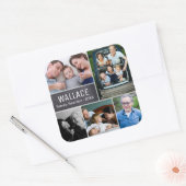 Gepersonaliseerd, fotocollage, familiereünie vierkante sticker (Envelop)