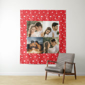 Gepersonaliseerd fotocollage rood hartenpatroon wandkleed (In situ)