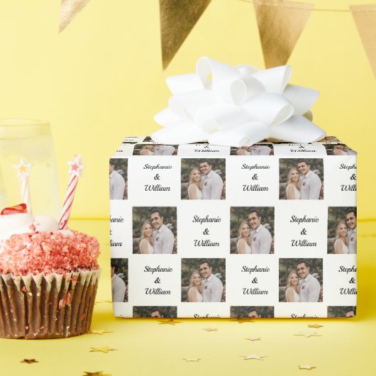 Gepersonaliseerd fotonaampatroon cadeaupapier (Verjaardagsfeest)