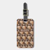 Gepersonaliseerd fotopatroon van Pet Dog Brown Bagagelabel (Voorkant verticaal)