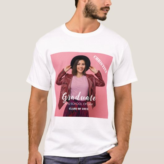 Gepersonaliseerd fotoscript Afstuderen T-shirt (Voorkant)