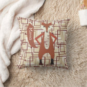 Gepersonaliseerd Fox Retro Brown Tan Geometric Pat Kussen (Deken)