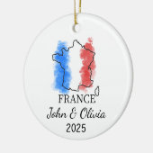 Gepersonaliseerd Frankrijk Ornament, Frankrijk Vla Keramisch Ornament (Links)