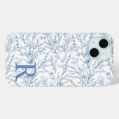 Gepersonaliseerd Frans Bloementoilet Blauw Monogra Case-Mate iPhone Case (Achterkant (horizontaal))