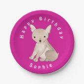 Gepersonaliseerd Frans Bulldog Hot Pink Paper Bord (Voorkant)