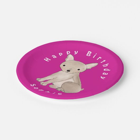 Gepersonaliseerd Frans Bulldog Hot Pink Paper Bord (Gekanteld)