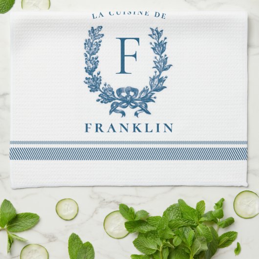 Gepersonaliseerd Frans Land Kitchen Dish Towel Theedoek (Gevouwen)