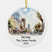 Gepersonaliseerd Fresno Ornament, Californië Keramisch Ornament (Voorkant)