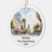Gepersonaliseerd Fresno Ornament, Californië Keramisch Ornament (Links)