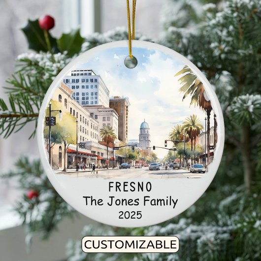 Gepersonaliseerd Fresno Ornament, Californië Keramisch Ornament