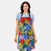 Gepersonaliseerd Frida Kahlo Painted Flowers Schor Schort (Gedragen)