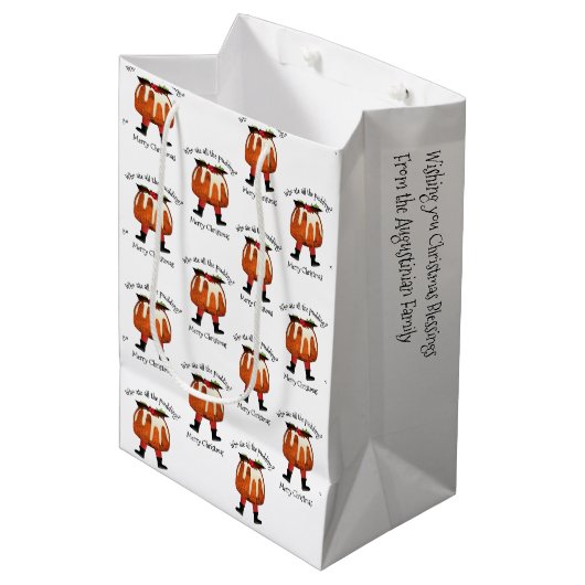 Gepersonaliseerd Fun Pudding Merry Kerstmis Medium Cadeauzakje (Voorkant Gekanteld)