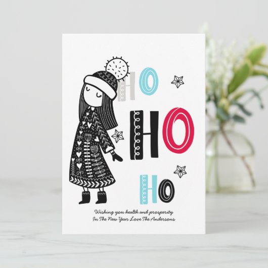 Gepersonaliseerd Fun Scandinavian Modern Kerstmis Kaart (Staand voorkant)