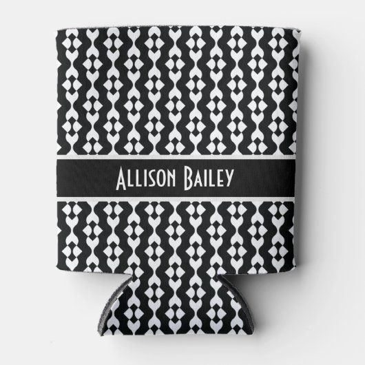 Gepersonaliseerd, FunkyBlack & Wit Patroon Blikjeskoeler (Voorkant)