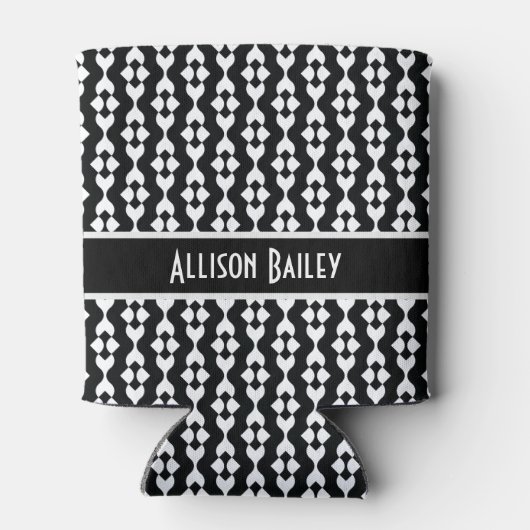 Gepersonaliseerd, FunkyBlack & Wit Patroon Blikjeskoeler (Achterkant)