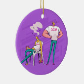 Gepersonaliseerd FUNNY 2020 versus 2021 Feestdagen Keramisch Ornament (Rechts)