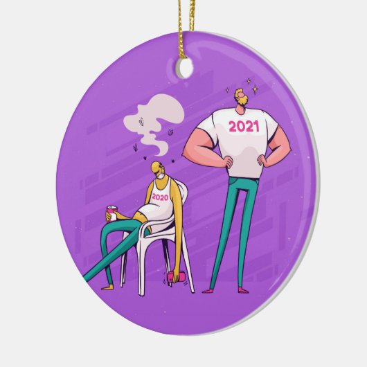 Gepersonaliseerd FUNNY 2020 versus 2021 Feestdagen Keramisch Ornament (Links)