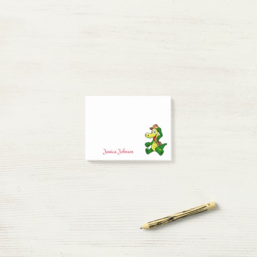 Gepersonaliseerd Funny Cute Green Dragon notitiebl Post-it® Notes (Op bureau)