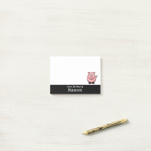 Gepersonaliseerd Funny Fat Pink Pig Post-it® Notes (Op bureau)
