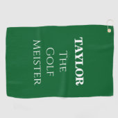Gepersonaliseerd Funny Golf Meister Quote Green Golfhanddoek (Horizontaal)
