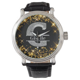 Gepersonaliseerd G Initiaal Silver Monogram Jouw n Horloge