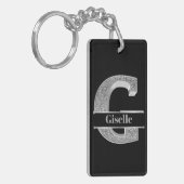 Gepersonaliseerd G Initiaal Silver Monogram Jouw n Sleutelhanger (Voorkant Links)
