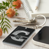 Gepersonaliseerd G Initiaal Silver Monogram Jouw n Sleutelhanger (Voorkant Rechts)