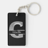Gepersonaliseerd G Initiaal Silver Monogram Jouw n Sleutelhanger (achterkant)
