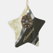  gepersonaliseerd gaffelkroompatroon keramisch ornament (Rechts)