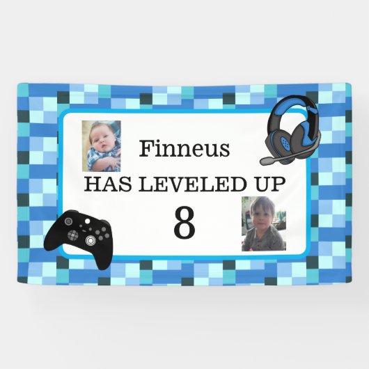 Gepersonaliseerd gamen, standaard blauw spandoek (Horizontaal)