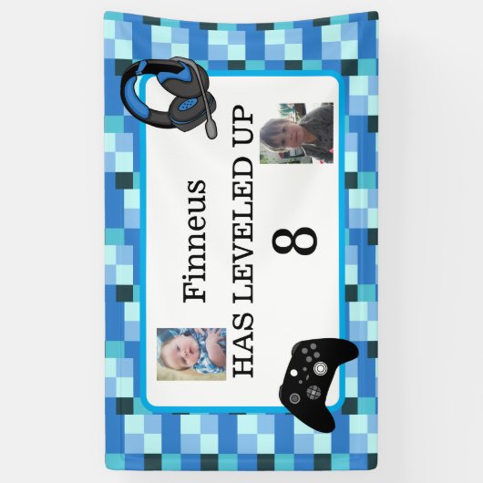 Gepersonaliseerd gamen, standaard blauw spandoek (Verticaal)