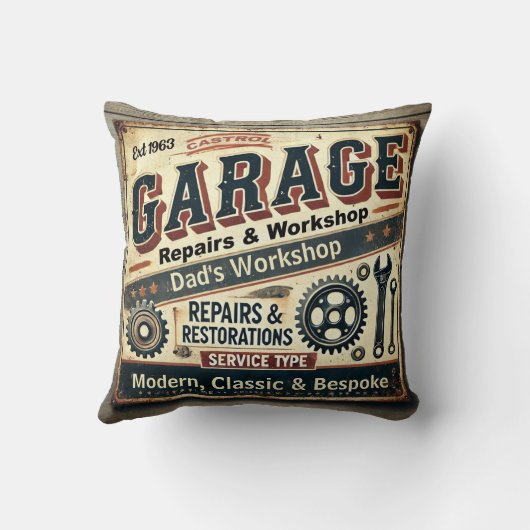 Gepersonaliseerd  Garage Sierkussen (Achterkant)