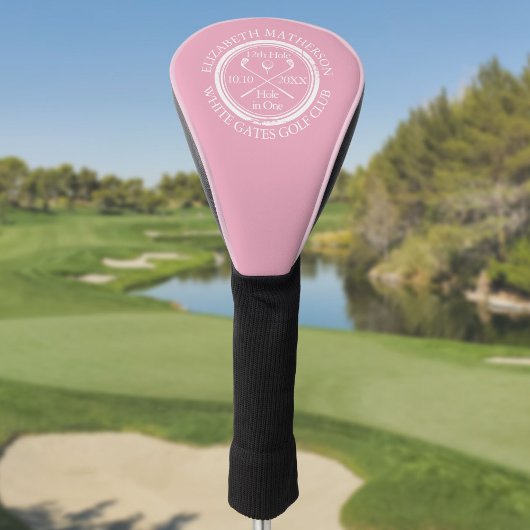 Gepersonaliseerd gat in een vrouwelijk roze golfheadcover